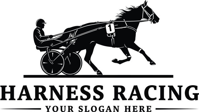 Harness racing horse and jockey vector illustration design template eps silhouette