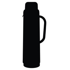 Black silhouette of thermos for carrying hot and cold drinks in outdoor activities
