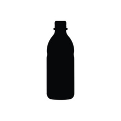 Isolated black water bottle silhouette for drinking container and plastic material