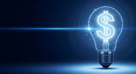 Innovative financial solution concept with light bulb and dollar sign for business success idea