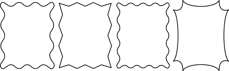 Collection of four wavy and jagged rectangle shapes, perfect for adding a unique touch to your designs and projects