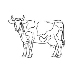 A cow illustration vector style coloring page
