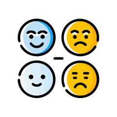 Fototapeta premium Set of Mood, Emotion, and Feedback Line Icons (Alternative: Happy, Sad, Angry, and Neutral Face Emoji Symbols Collection)