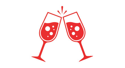 Two red wine glasses clinking together in celebration, representing a toast or happy occasion