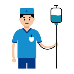 male nurse checking IV drip