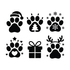 Christmas Paw Print Silhouette Bundle