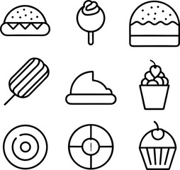 set of cakes and sweets