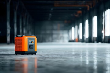 Portable Inverter Generator On Concrete Warehouse Floor Industrial Power Equipment Backup Energy Solution