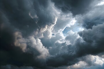Storm Clouds Breaking Up Revealing Patches Of Blue Sky Between Atmospheric Change Weather Transition