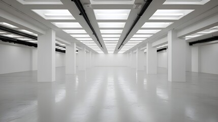 Empty Gallery Opening Space In Stark White And Matte Black Minimal Contemporary Art Display