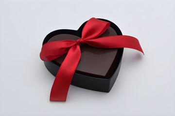 Valentines Heart Shaped Chocolate Box With Red Ribbon Romantic Gift Sweet Celebration Photography