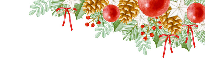 クリスマスオーナメント　背景 フレーム　水彩 イラスト