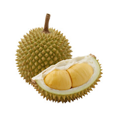 Obraz premium Exotic durian presentation: A flavorful still life against a rich dark backdrop emphasizing fruit