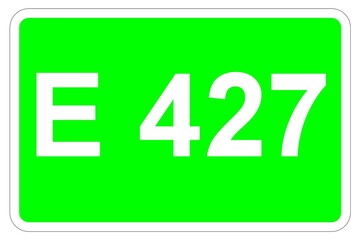 Illustration eines Europastraßenschildes der E 427 in Europa	