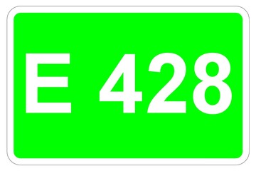 Illustration eines Europastraßenschildes der E 428 in Europa	