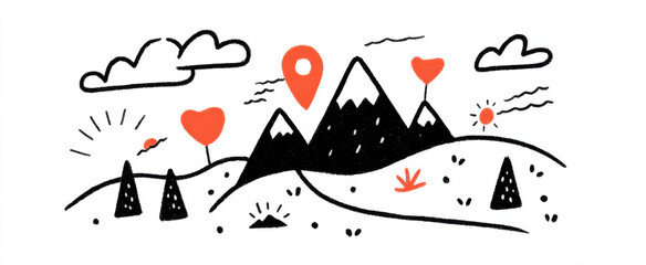 Fototapeta premium The geography scavenger hunt map sparks excitement and curiosity with hidden clues and markers