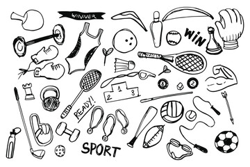 Crayon kid grunge scribble sports element , doodle, kid set hand drawing on paper with pencil, crayon, charcoal, and chalk texture. Naive and childish element, book illustration, and more. © Kim Phuong Art