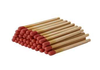 Pile of red tipped wooden matches ready to ignite