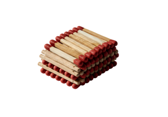 Stack of red tipped matches ready for ignition