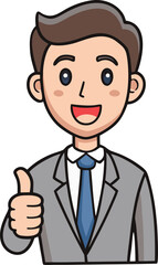 Happy Cartoon Businessman Giving Thumbs Up Approval Illustration