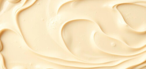 Obraz premium Swirled cream-colored dessert icing background, textured and smooth, pastel, dessert