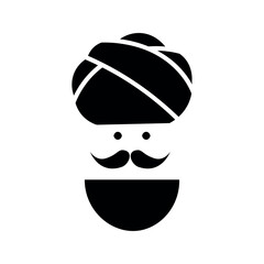 Black turbaned man with mustache and beard white