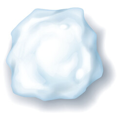 A Single White Snowball with Blue Tints and Soft Shadows on a Transparent Background Isolated Object Representing Winter and Cold Weather