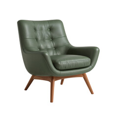 Elegant olive green armchair radiates luxury and sophisticated living space interior design