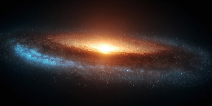 Mesmerizing Celestial Dance: Billions of Stars Orbiting the Glowing Heart of a Distant Galaxy