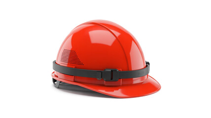 Fototapeta premium A high-quality product photograph of a bright red hard hat against a pure white background.