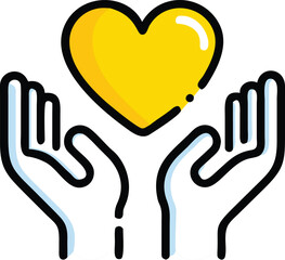 Obraz premium Line Art Open Hands Heart Concept Isolated Vector Design