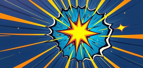 A vibrant, cartoonish star explodes in a comic book style bubble, radiating energy,  power,  superhero