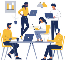 Business Professionals Office Teamwork Meeting Illustration Vector