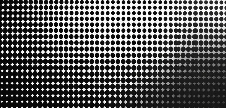 Abstract black and white halftone pattern with varying dot density creating depth and texture, element, pattern