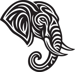 Naklejka premium Tribal tattoo design of an elephant head representing memory and loyalty.