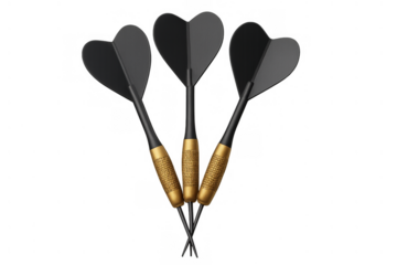 Three black darts with gold barrels arranged together, representing success, achievement, and aiming for goals