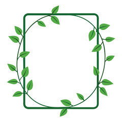 Botanical Frame with Green Leaves Nature Border Decoration