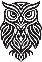 Tribal tattoo design of an owl symbolizing wisdom and intuition.
