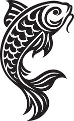 Tribal tattoo design of a koi fish representing luck and determination.