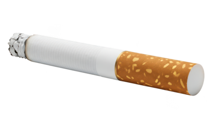 Single cigarette with filter isolated on transparent background
