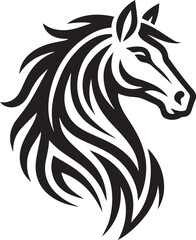 Tribal tattoo design of a horse head symbolizing freedom and spirit.