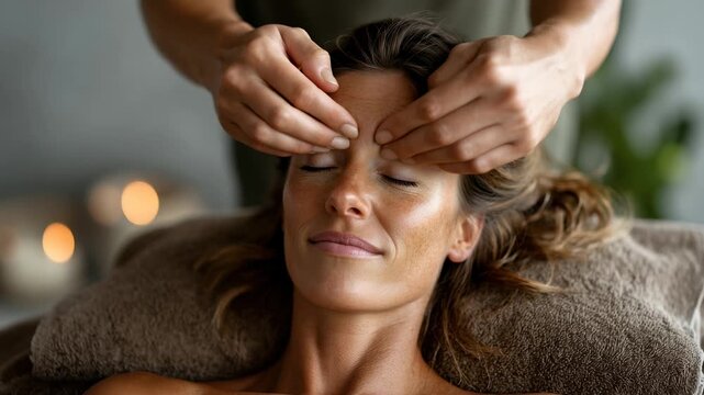 Relaxing head massage session at a serene spa for stress relief and relaxation