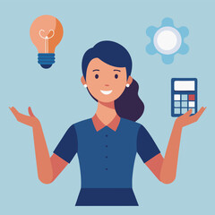 Businesswoman with Idea and Calculator Business Concept