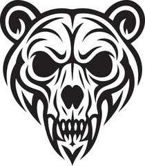 Tribal tattoo design of a bear skull representing strength and wilderness.