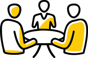 Team Meeting Group Discussion at Table Vector Illustration