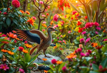 Obraz premium Graceful movements amidst vibrant Sri Lankan flora and fauna, earth, energy