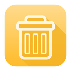Trash Outline Icon in Yellow Square