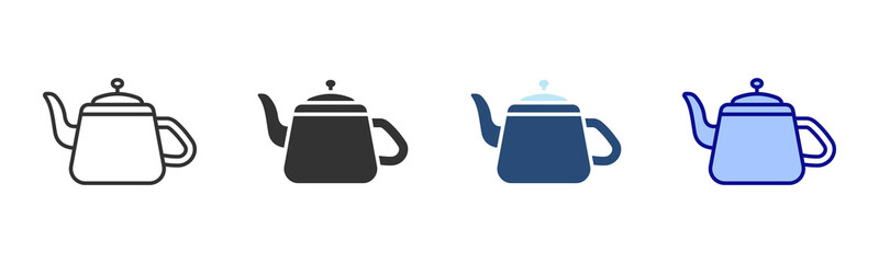 Teapot Icon Set. Designed In Multi Style
