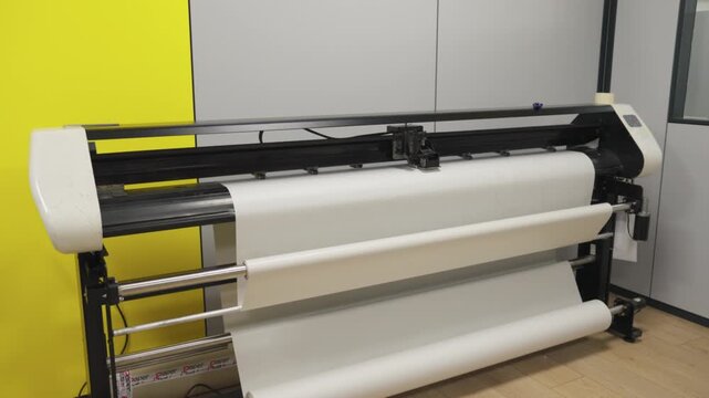 Automated Pattern Plotter Machine Creating Design Layouts in Textile Factory