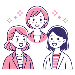 Smiling Women Achieving Goals with Positive Meeting Concept Illustration